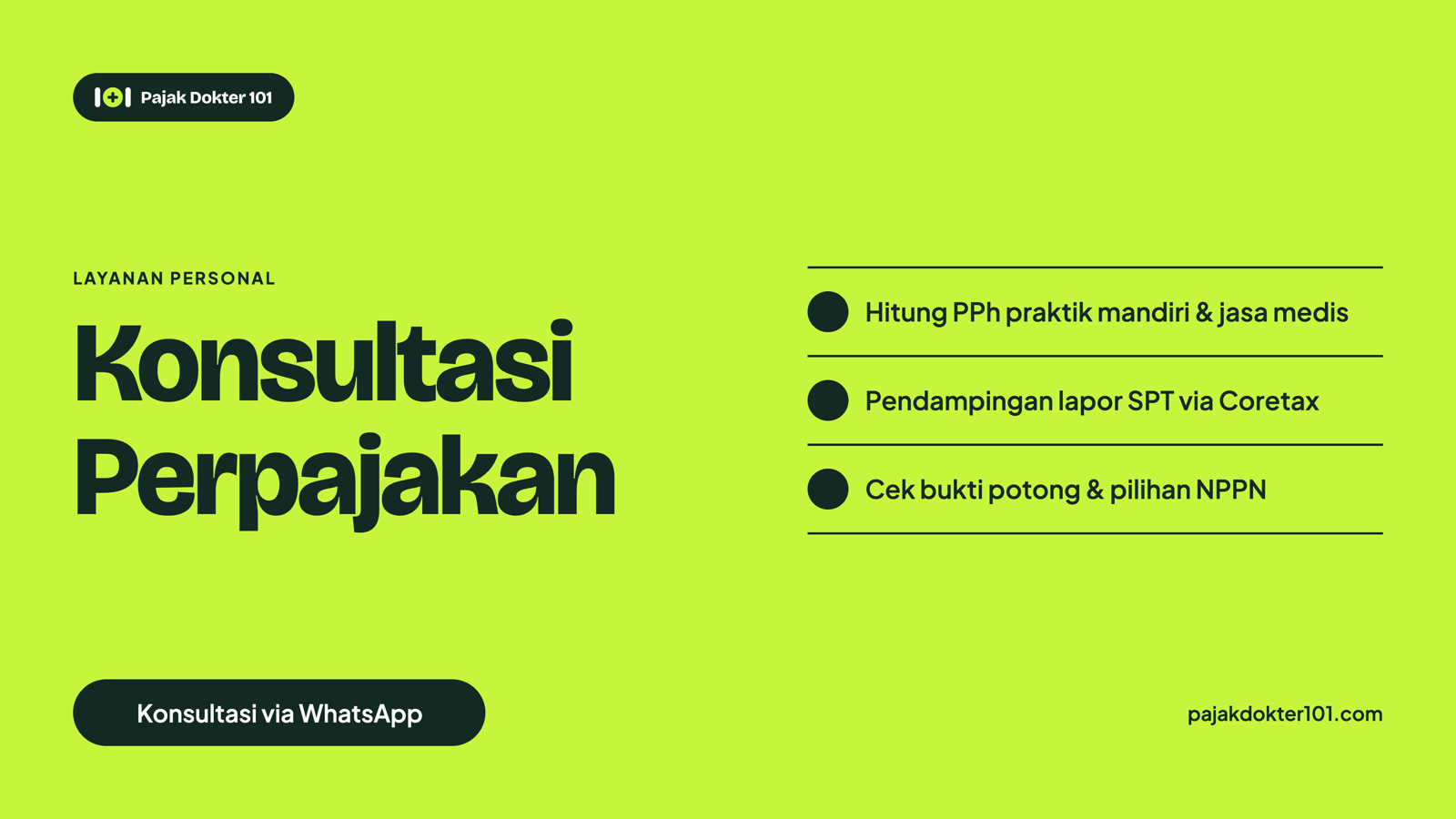 Layanan konsultasi perpajakan dokter via WhatsApp